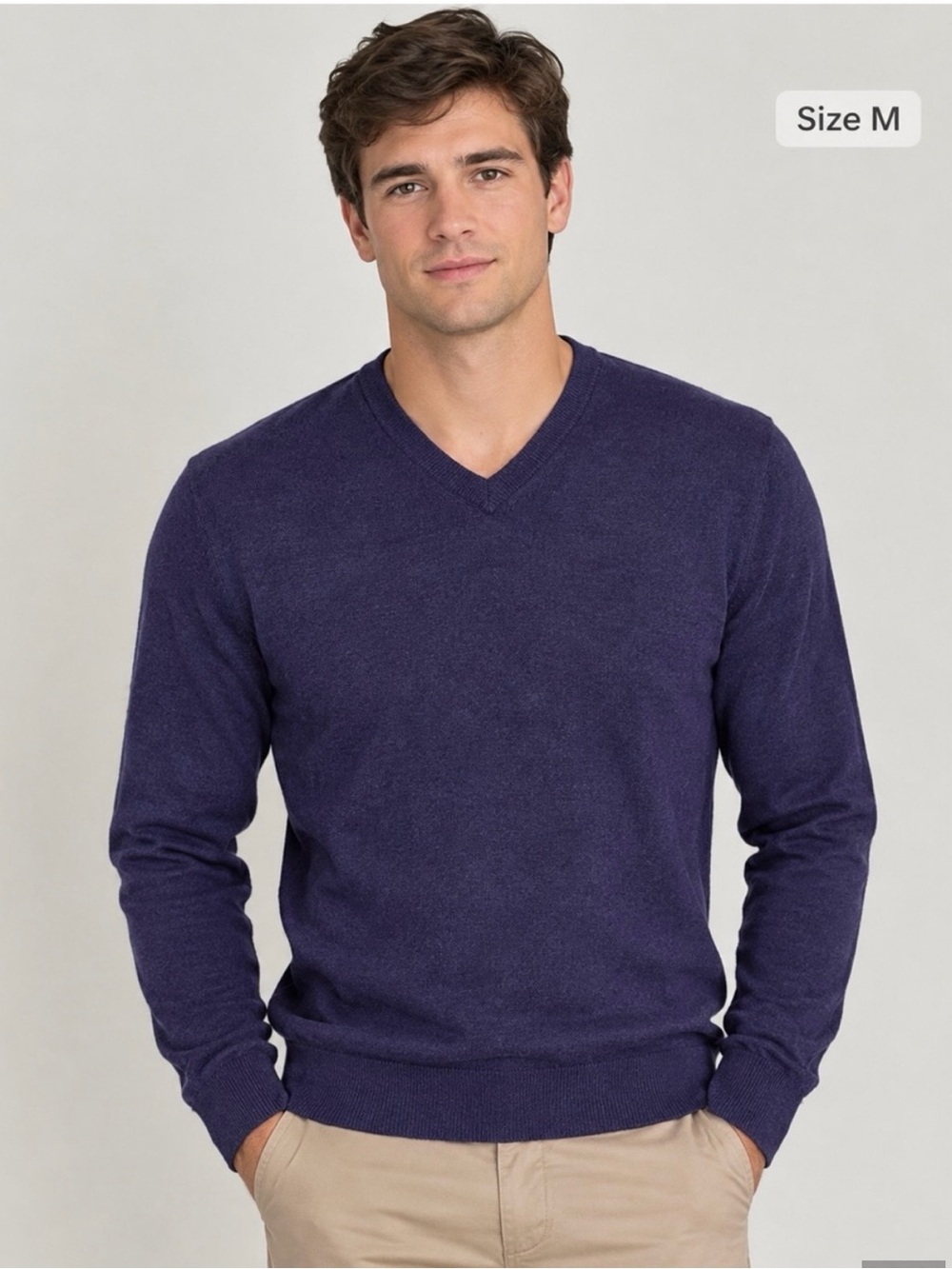 Jos. A. Bank Men's V-Neck Sweater in Deep Purple Merino wool